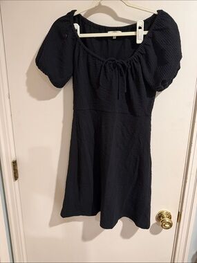 Madewell Black Mini Dress with Puff Sleeves